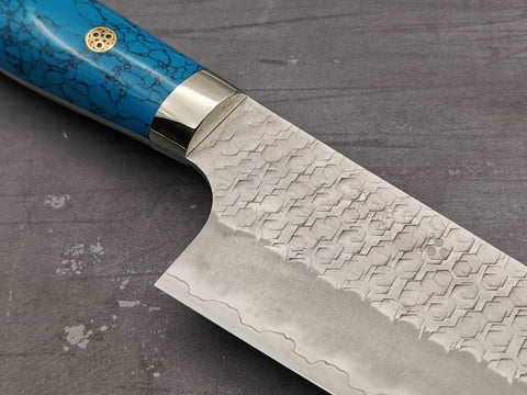 Nigara Hamono SG2 Tsuchime Gyuto 210mm with Turquoise Handle