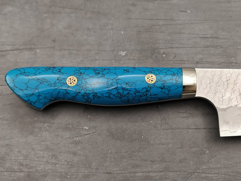 Nigara Hamono SG2 Tsuchime Gyuto 210mm with Turquoise Handle