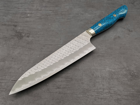 Nigara Hamono SG2 Tsuchime Gyuto 210mm with Turquoise Handle