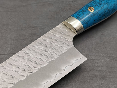 Nigara Hamono SG2 Tsuchime Gyuto 210mm with Turquoise Handle