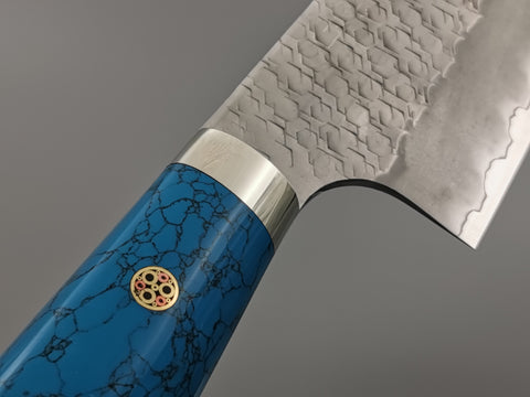 Nigara Hamono SG2 Tsuchime Gyuto 210mm with Turquoise Handle