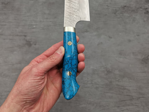 Nigara Hamono SG2 Tsuchime Gyuto 210mm with Turquoise Handle