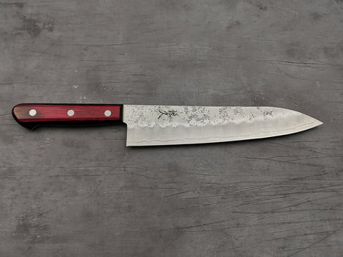 Tsunehisa Ginsan Nashiji Gyuto 210mm (Red Yo Handle)