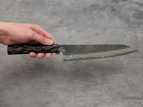 Nigara Hamono Silver 3 Damascus Gyuto 240mm (Twisted ebony handle)