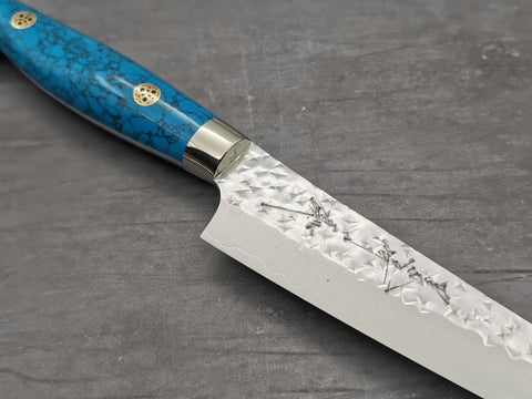 Yu Kurosaki Senko Petty 130mm with turquoise handle