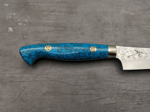 Yu Kurosaki Senko Petty 130mm with turquoise handle