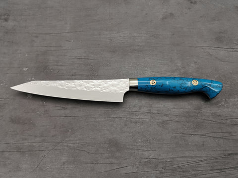 Yu Kurosaki Senko Petty 130mm with turquoise handle