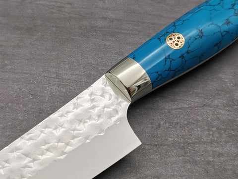 Yu Kurosaki Senko Petty 130mm with turquoise handle