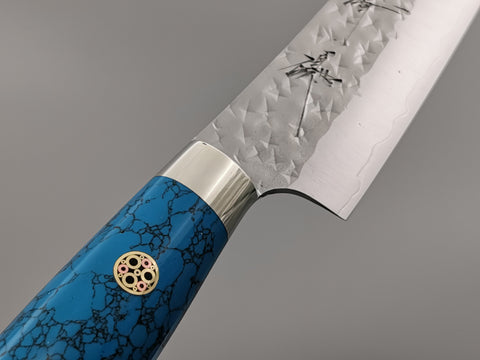 Yu Kurosaki Senko Petty 130mm with turquoise handle