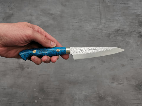 Yu Kurosaki Senko Petty 130mm with turquoise handle