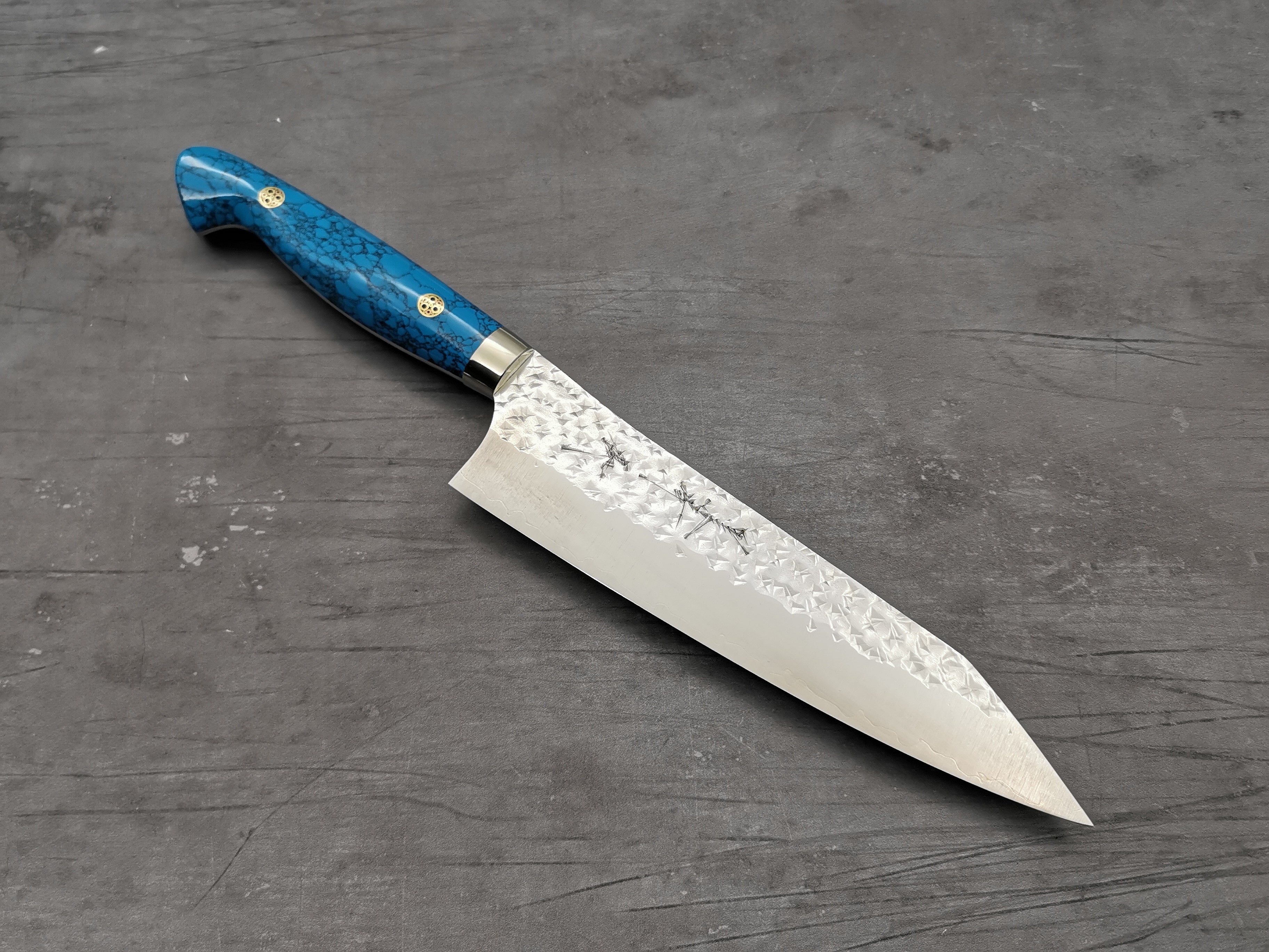 Qoo　greco Yu Kurosaki Senko Gyuto 180mm with turquoise handle – Cutting Edge