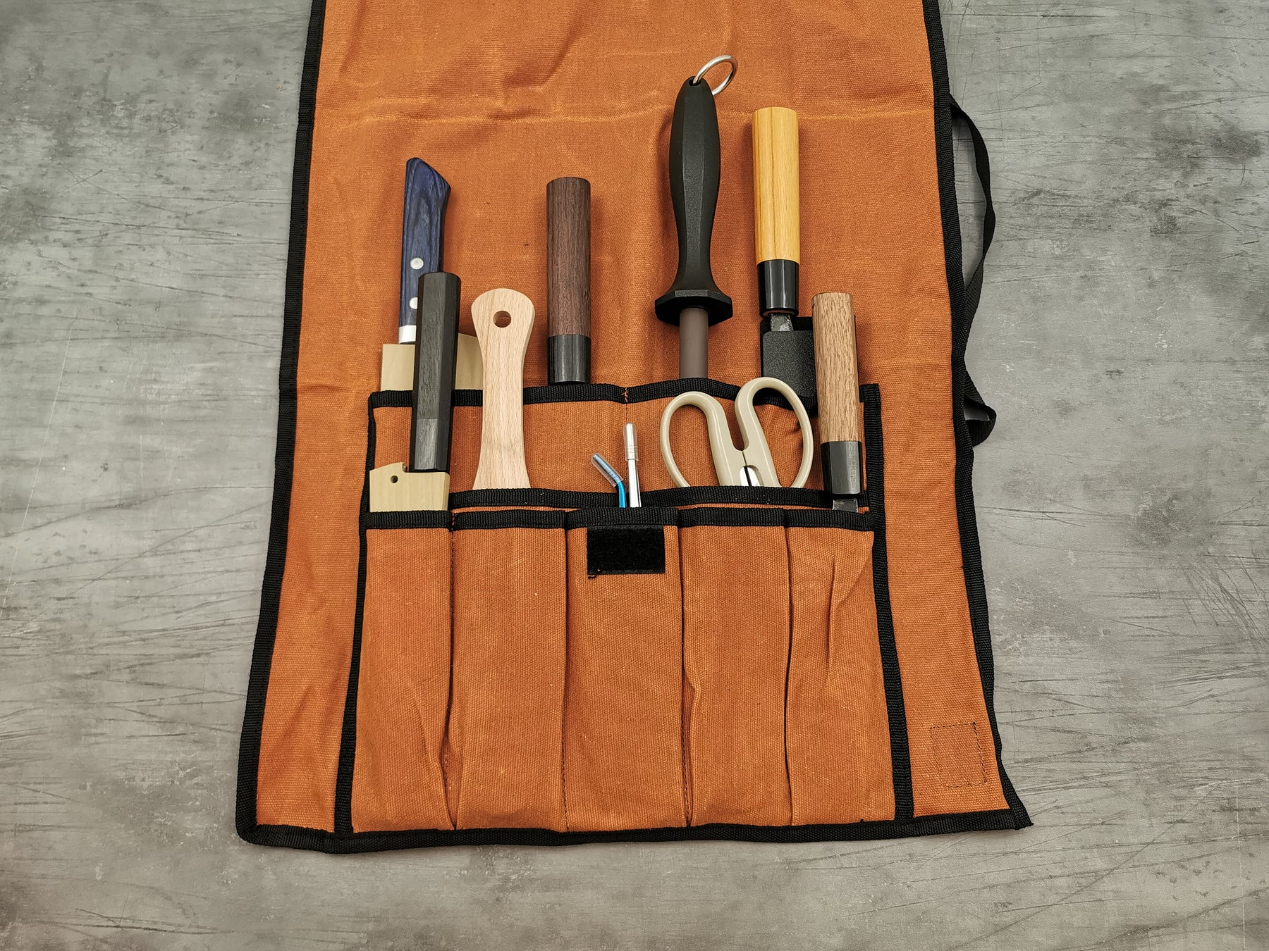 Waxed canvas knife roll Cutting Edge Knives