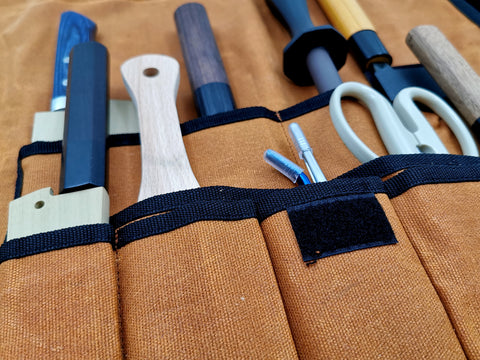 Waxed canvas knife roll