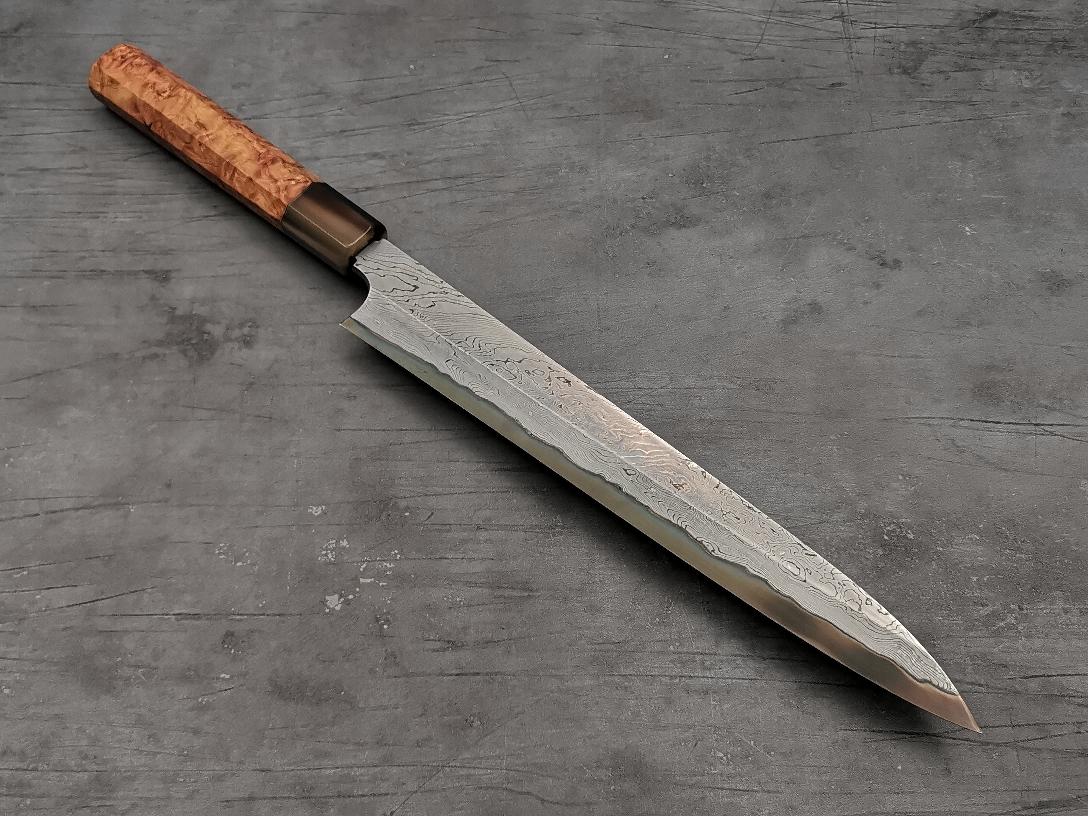 Nigara Hamono Twisted Damascus Yanagiba 270mm