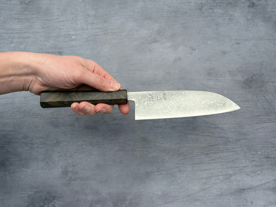 Hatsukokoro Blue #2 Damascus Santoku