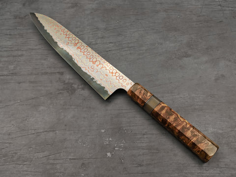 Nigara Hamono Rainbow Damascus Gyuto 240mm with custom ambonya handle