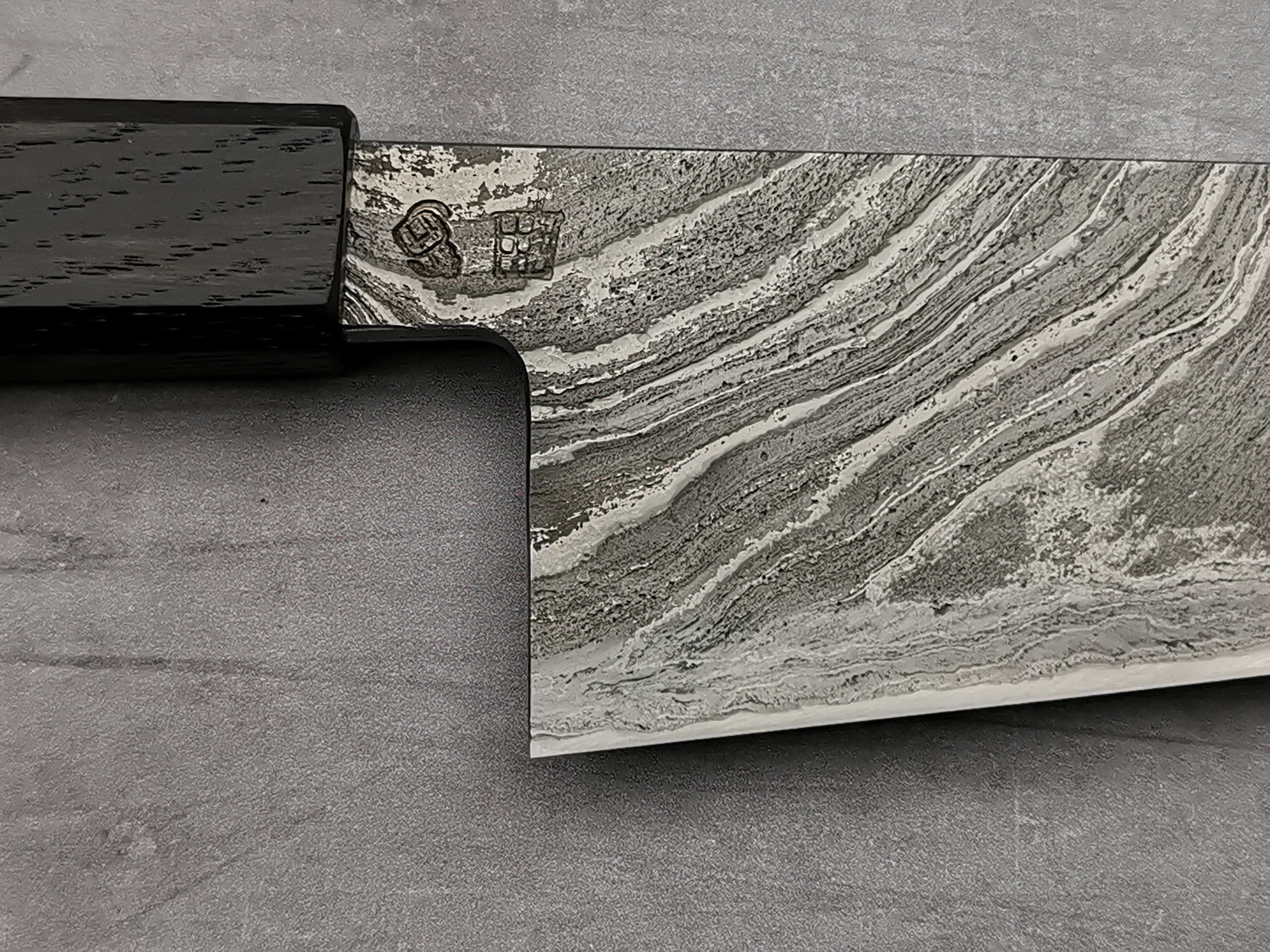 Simon Maillet 135Cr3 Twisted Suminagashi Gyuto 240mm
