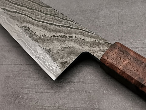 Simon Maillet 135Cr3 Twisted Suminagashi Gyuto 220mm