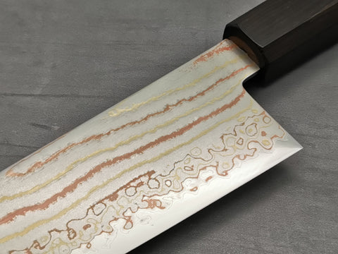 Hatsukokoro Hayabusa Blue #2 Rainbow Damascus Santoku