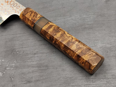 Nigara Hamono Rainbow Damascus Gyuto 240mm with custom ambonya handle