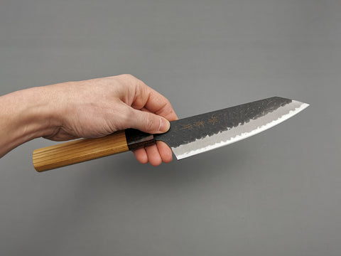 Sakai Takayuki Aogami Super Blue Kengata Santoku - Cutting Edge Knives