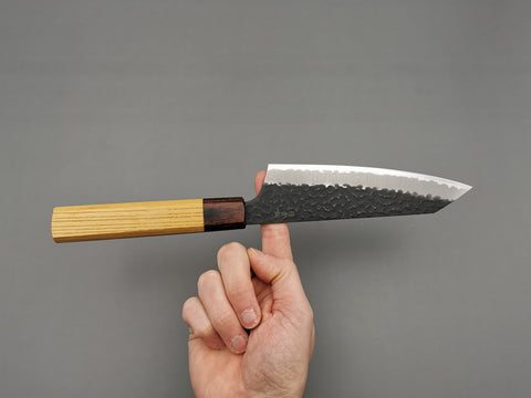 Sakai Takayuki Aogami Super Blue Kengata Santoku - Cutting Edge Knives