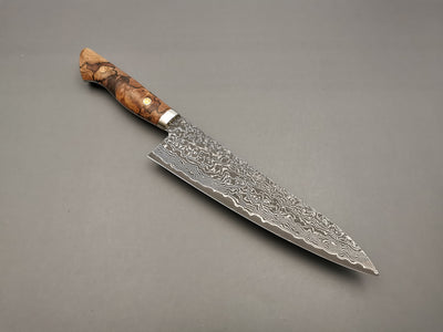 Shigeki Tanaka R2 Damascus Gyuto 210mm with Stabilised Maplewood Handle