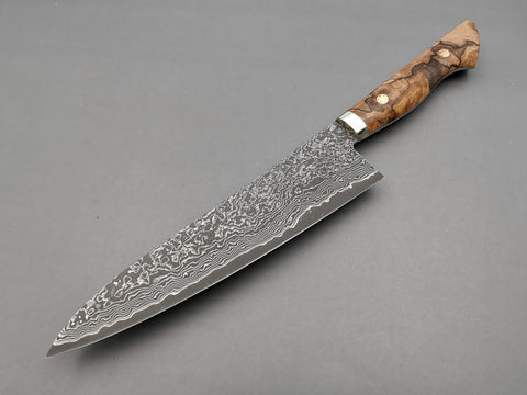 Shigeki Tanaka R2 Damascus Gyuto 210mm with Stabilised Maplewood Handle