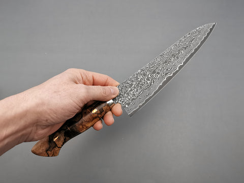 Shigeki Tanaka R2 Damascus Gyuto 210mm with Stabilised Maplewood Handle