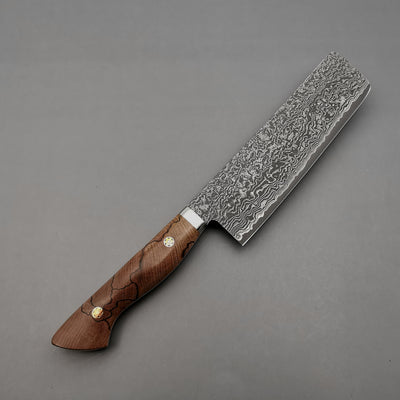 Shigeki Tanaka R2 Damascus Nakiri with Stabilised Maplewood Handle