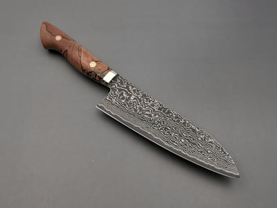 Shigeki Tanaka R2 Damascus Santoku with Stabilised Maplewood Handle