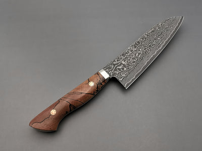 Shigeki Tanaka R2 Damascus Santoku with Stabilised Maplewood Handle