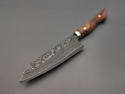 Shigeki Tanaka R2 Damascus Santoku with Stabilised Maplewood Handle