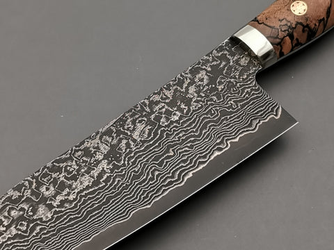 Shigeki Tanaka R2 Damascus Santoku with Stabilised Maplewood Handle