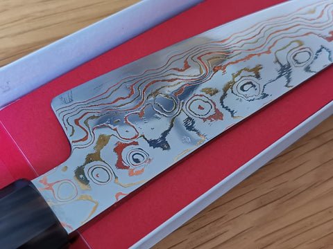 Tsukasa Hinoura Rainbow Damascus Petty 135mm