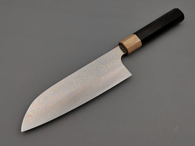 Takeshi Saji VG10 Rainbow Damascus Santoku