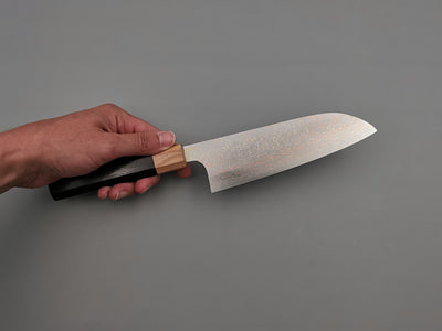 Takeshi Saji VG10 Rainbow Damascus Santoku