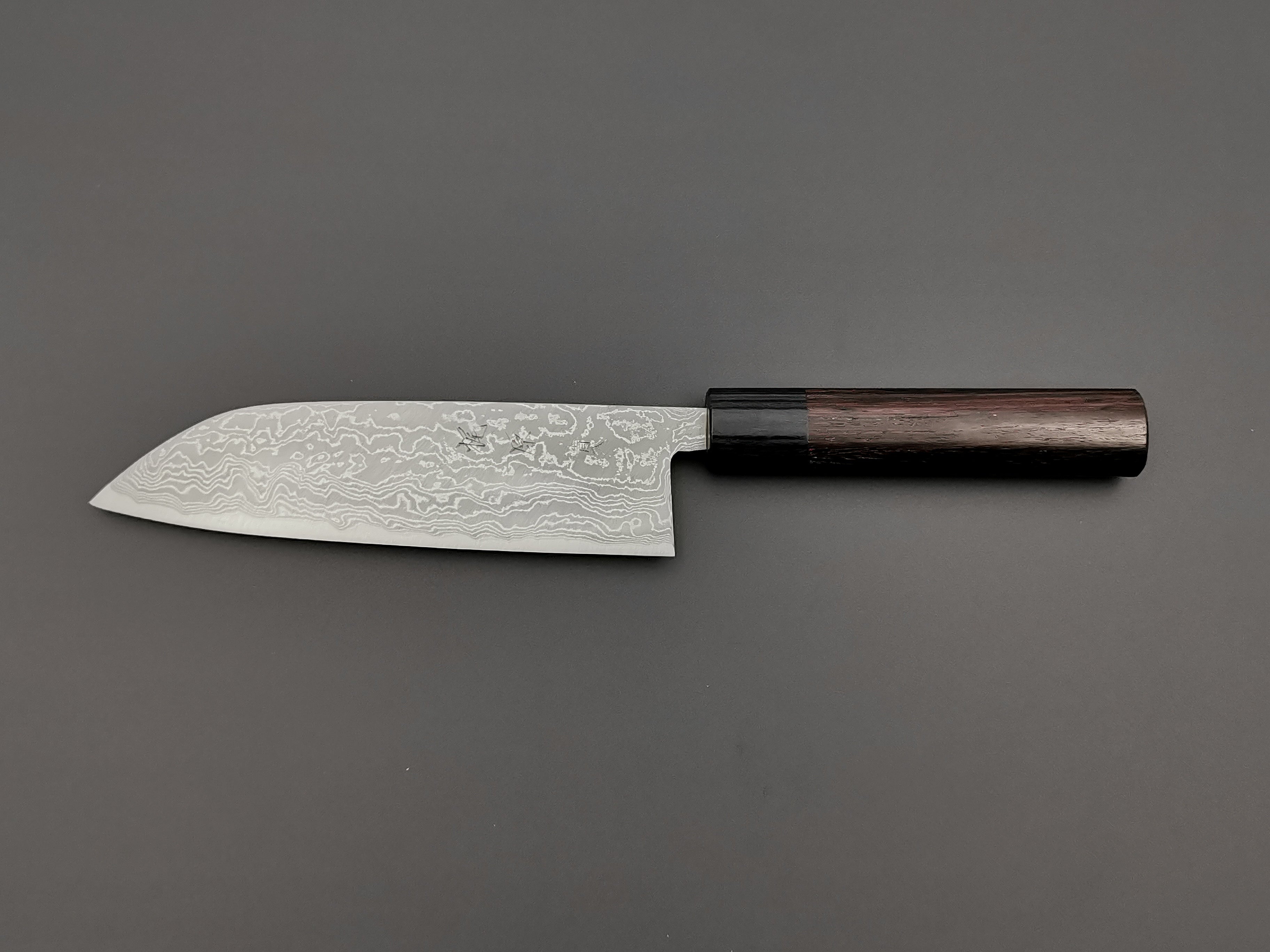 Tsutomu Kajiwara Blue #2 Damascus Santoku
