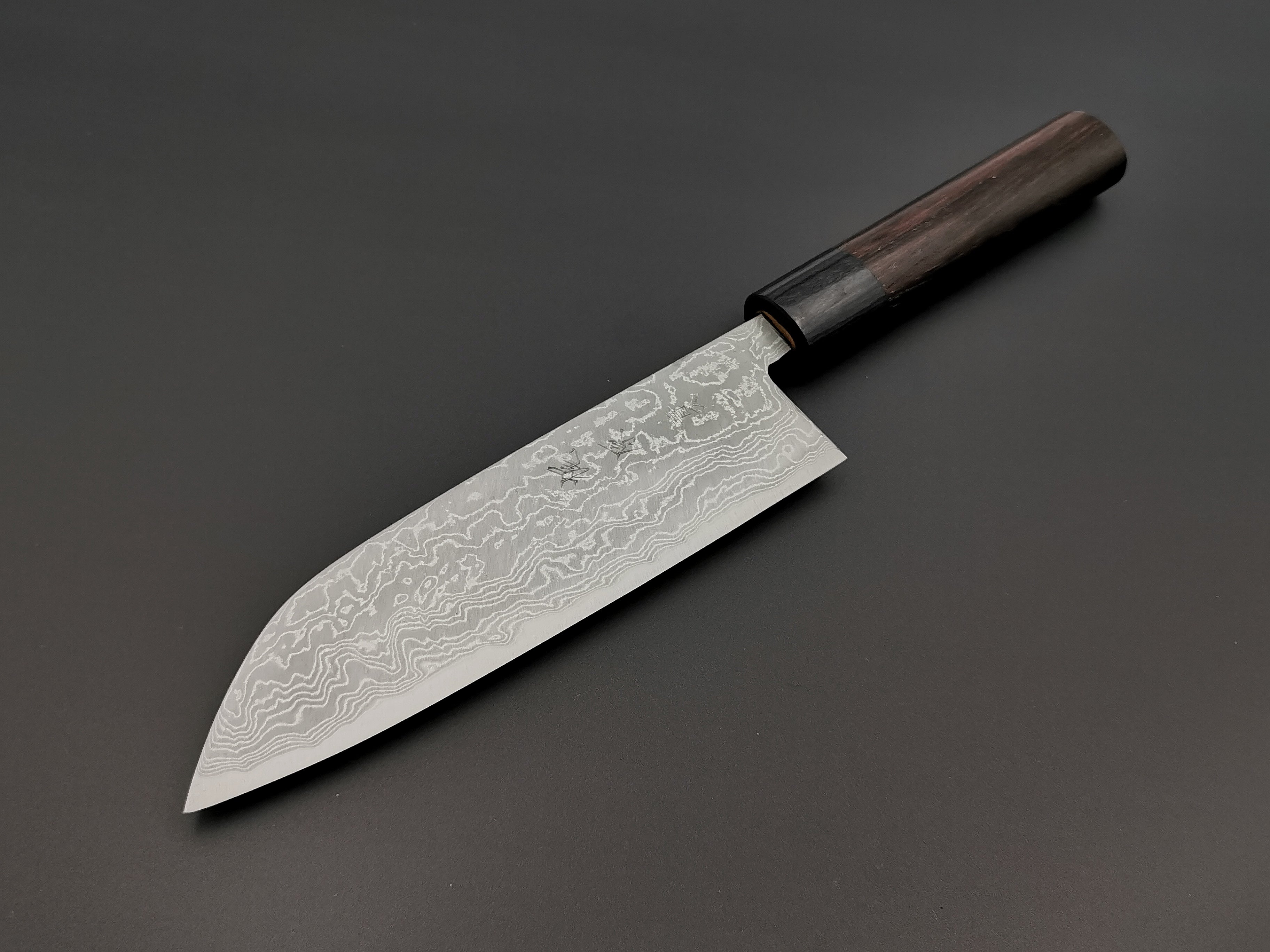 Tsutomu Kajiwara Blue #2 Damascus Santoku