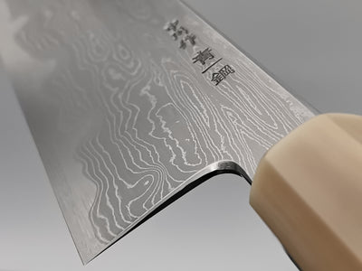 Satoshi Nakagawa X Myojin Naohito Blue #1 Damascus Kiritsuke Gyuto 240mm