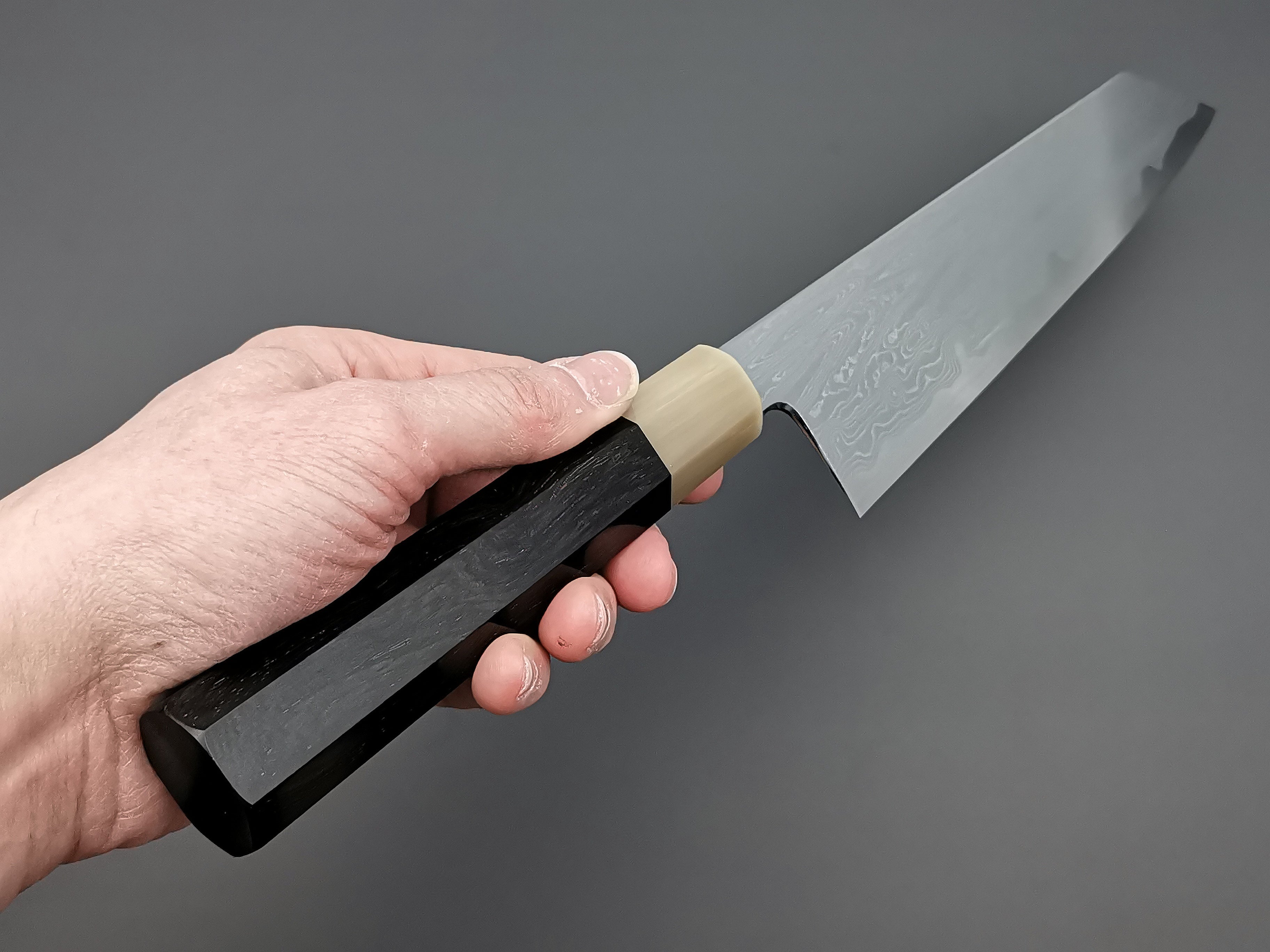 Satoshi Nakagawa X Myojin Naohito Blue #1 Damascus Kiritsuke Gyuto 240mm