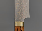 Takeshi Saji VG10 Rainbow Damascus Sujihiki 240mm with orange bone handle