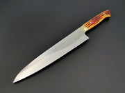 Takeshi Saji VG10 Rainbow Damascus gyuto 240mm with orange bone handle