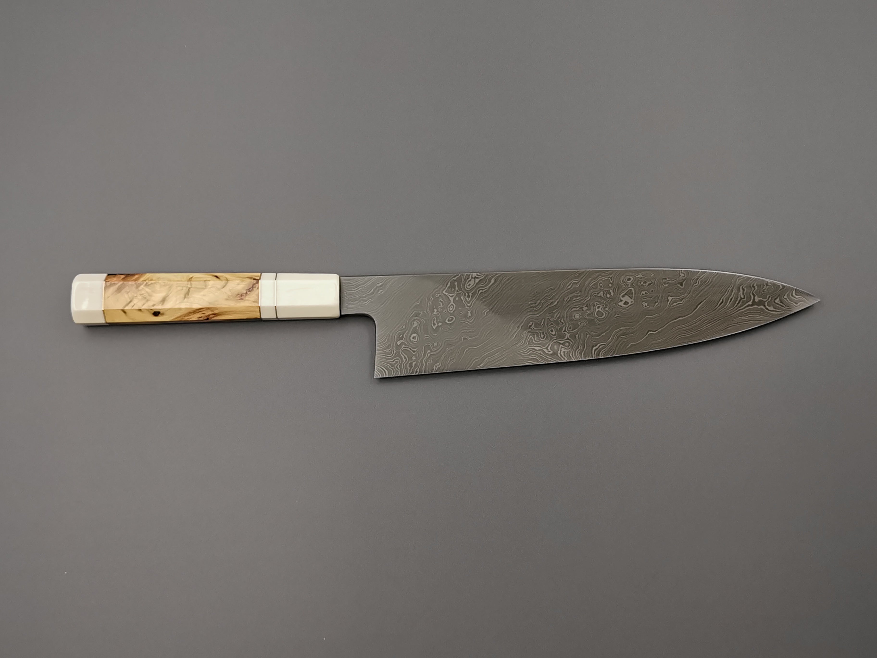Shoichi Hashimoto Blue #2 + White #2 Coreless Gyuto 240 with custom handle