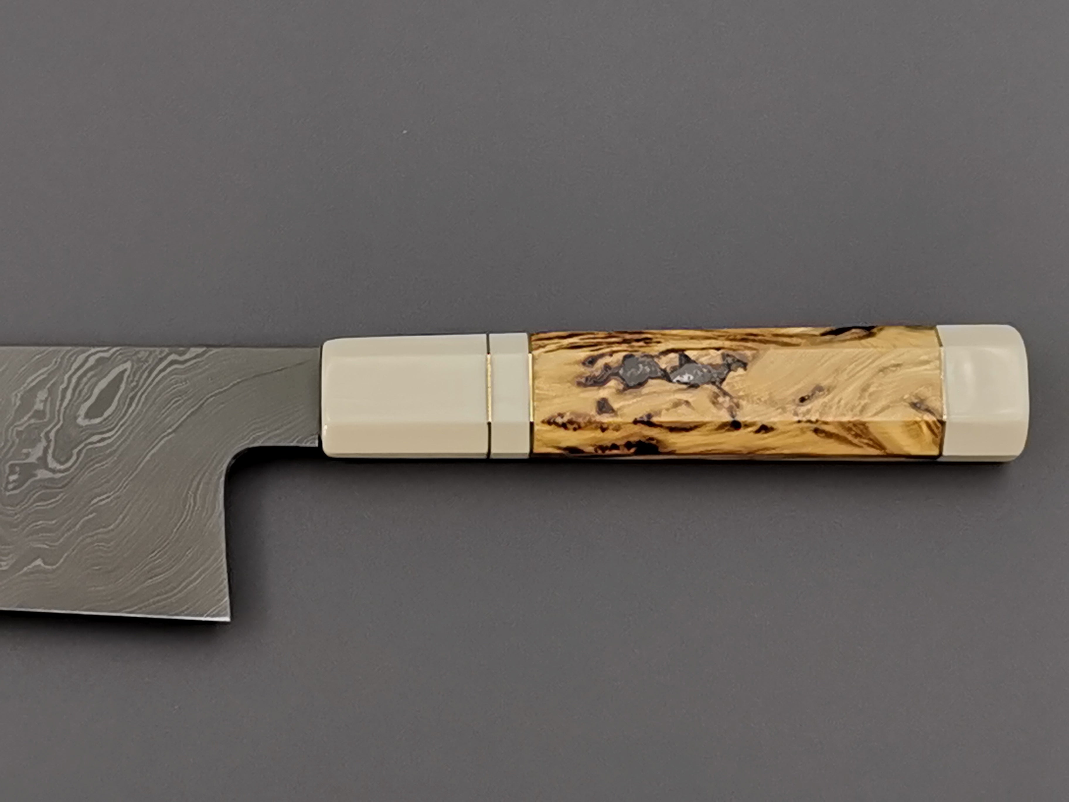 Shoichi Hashimoto Blue #2 + White #2 Coreless Gyuto 240 with custom handle