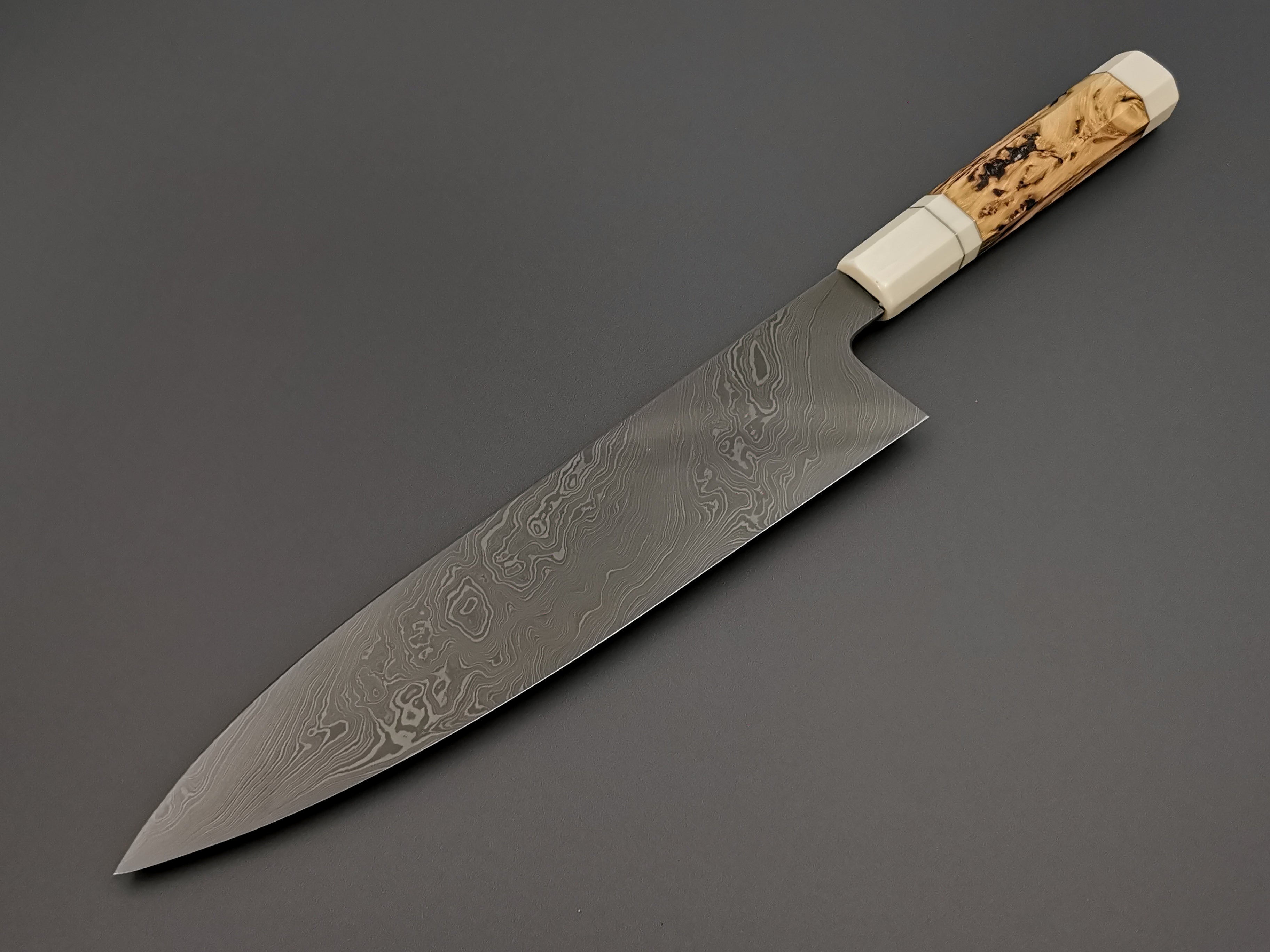 Shoichi Hashimoto Blue #2 + White #2 Coreless Gyuto 240 with custom handle