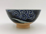 Mino Ware Ceramic Rice Bowl - Blue Whale