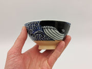 Mino Ware Ceramic Rice Bowl - Blue Whale