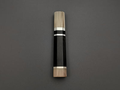Ebony handle with double marble buffalo horn and triple nickel silver rings