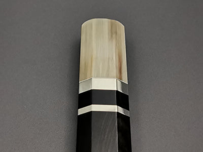 Ebony handle with double marble buffalo horn and triple nickel silver rings